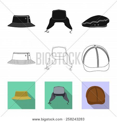 Vector Illustration Of Headwear And Cap Icon. Collection Of Headwear And Accessory Vector Icon For S