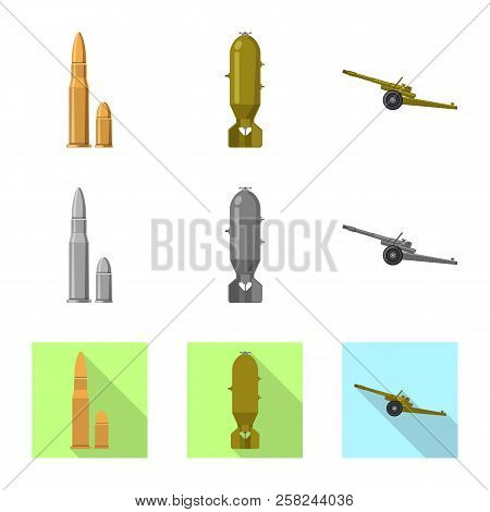 Vector Illustration Of Weapon And Gun Icon. Collection Of Weapon And Army Vector Icon For Stock.