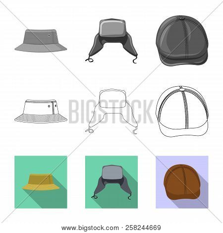 Vector Design Of Headwear And Cap Logo. Set Of Headwear And Accessory Vector Icon For Stock.