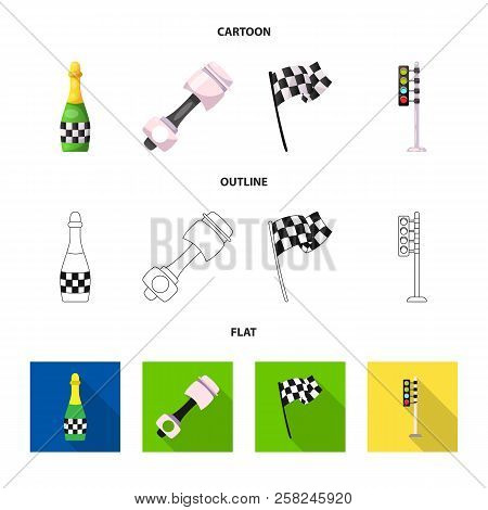 Isolated Object Of Car And Rally Icon. Collection Of Car And Race Vector Icon For Stock.