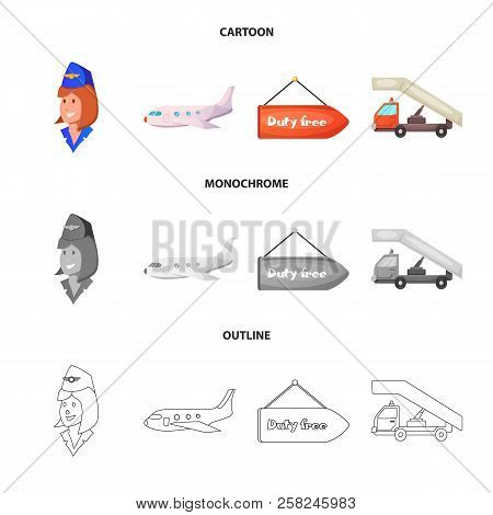 Vector Illustration Of Airport And Airplane Logo. Set Of Airport And Plane Stock Vector Illustration