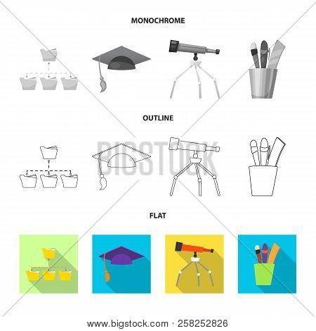 Vector Illustration Of Education And Learning Symbol. Collection Of Education And School Vector Icon