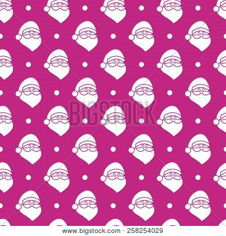 Happy New Year 2019 And Christmas Seamless Pattern. Vector Illustration With Santa Claus, Snow. Desi
