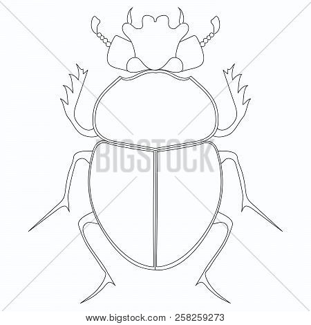 Coloring Raster. Egyptian Scarab Beetle. Large Insect