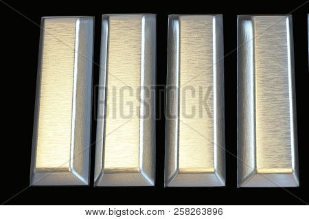 Bars Of Silver Bullion 3d Render On Black.financial Concept