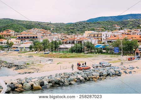 Ouranoupoli, Greece - September 23, 2014: Embankment Of Greece