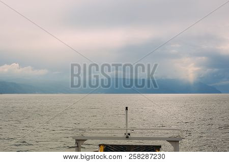 Athos Peninsula, Greece.view From A Ferry. Orthodox Monasteries, Mountains