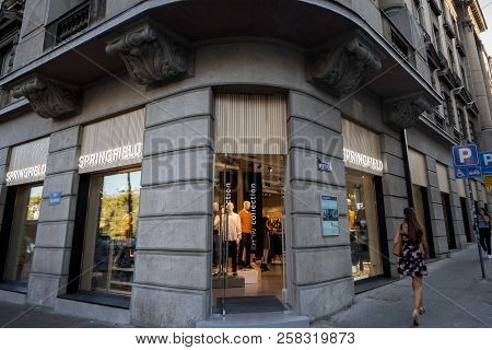 Belgrade, Serbia - September 12, 2018: Springfield Logo On Their Main Store In Belgrade. Springfield