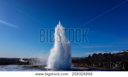 Geothermal Activity From A Volcano Erupting Water