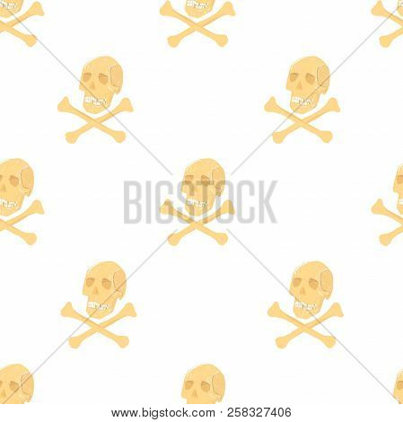 Realistic Skulls And Crossbones Of Human Seamless Pattern. For Wallpaper, Wrappingpaper, Fabric Prin