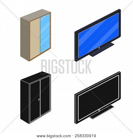 Vector Illustration Of Bedroom And Room Logo. Collection Of Bedroom And Furniture Stock Vector Illus