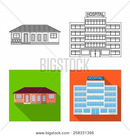 Vector Design Of Building And Front Icon. Set Of Building And Roof Stock Vector Illustration.