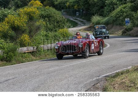 Pesaro Colle San Bartolo , Italy - May 17 - 2018 : Ferrari 340 America Spider Vignale	1952 Old Racin
