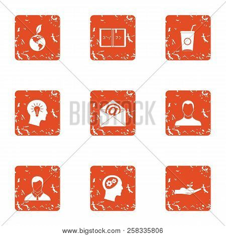Eco Distribution Icons Set. Grunge Set Of 9 Eco Distribution Icons For Web Isolated On White Backgro
