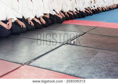People In Kimono And Hakama On Martial Arts Training