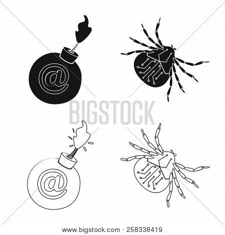 Vector Illustration Of Virus And Secure Icon. Set Of Virus And Cyber Stock Vector Illustration.