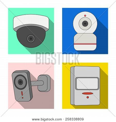 Vector Illustration Of Cctv And Camera Icon. Set Of Cctv And System Stock Symbol For Web.