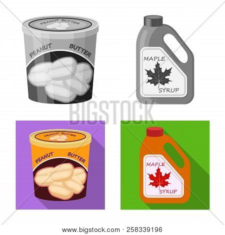 Vector Design Of Can And Food Symbol. Set Of Can And Package Stock Symbol For Web.