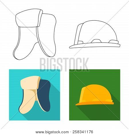 Vector Illustration Of Headgear And Cap Sign. Collection Of Headgear And Accessory Vector Icon For S