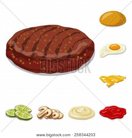 Vector Design Of Burger And Sandwich Symbol. Set Of Burger And Slice Stock Vector Illustration.