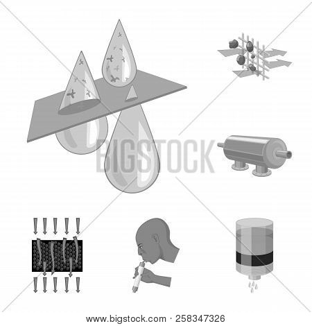 Water Filtration System Monochrome Icons In Set Collection For Design. Cleaning Equipment Vector Sym