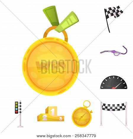 Vector Design Of Car And Rally Symbol. Collection Of Car And Race Vector Icon For Stock.