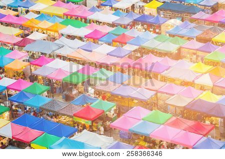 Roof Top Multiple Colour Flea Market, Cityscape Downtown