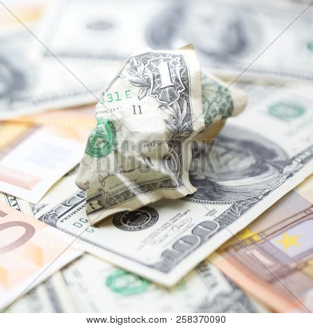 Blurred Crumpled Dollar Money Background