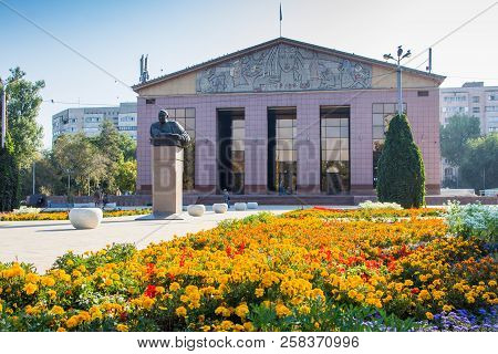 Almaty, Kazakhstan - September 15, 2018: Monument To Gabit Musrepov Near The Young Spectators Theate