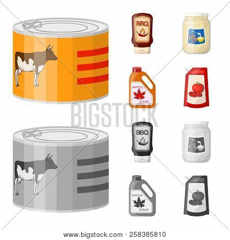 Isolated Object Of Can And Food Logo. Set Of Can And Package Stock Symbol For Web.