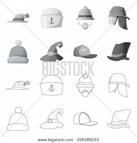 Vector Design Of Headgear And Cap Logo. Collection Of Headgear And Accessory Stock Vector Illustrati