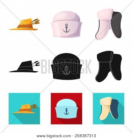 Isolated Object Of Headgear And Cap Sign. Collection Of Headgear And Accessory Stock Vector Illustra