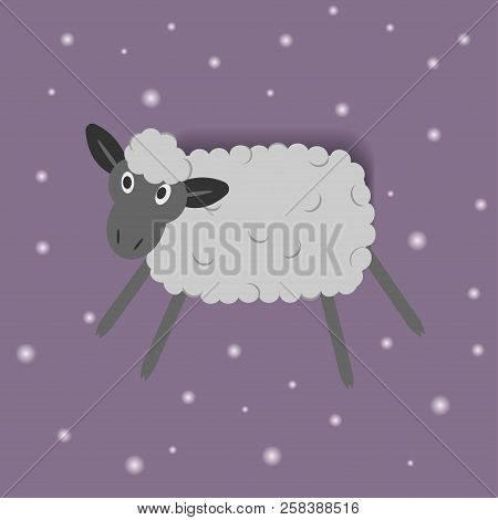 Funny Cartoon Sheep On The Pink Background