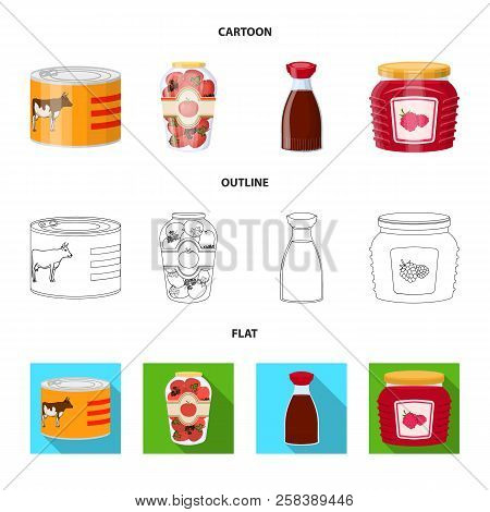 Vector Design Of Can And Food Logo. Collection Of Can And Package Stock Vector Illustration.