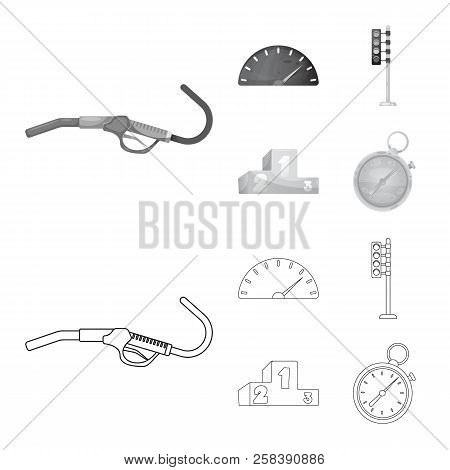 Isolated Object Of Car And Rally Sign. Set Of Car And Race Vector Icon For Stock.