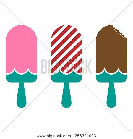 Ice Cream On A Stick. Vector Of Fruit Ice Cream On A Stick. Ice Cream Icon.