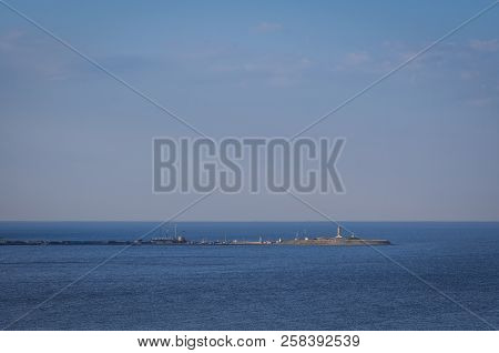 Early Morning. View From The Hill To The Lighthouse. Big Utrish, The Suburb Of Anapa, Krasnodar Krai