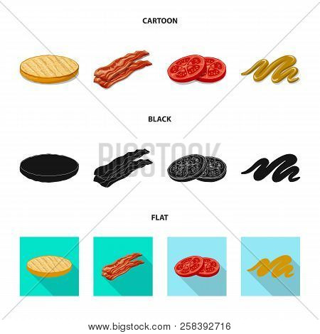Vector Design Of Burger And Sandwich Sign. Set Of Burger And Slice Stock Vector Illustration.