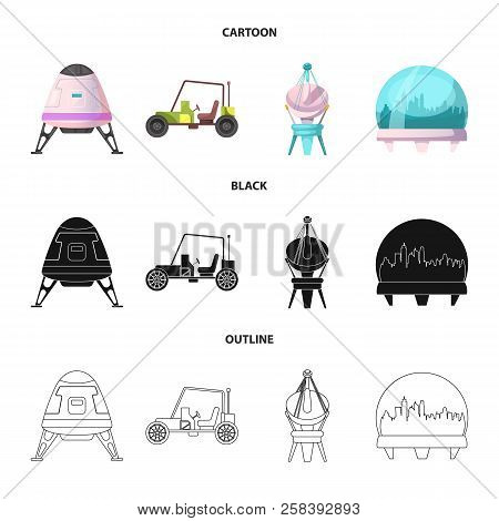 Vector Illustration Of Mars And Space Icon. Set Of Mars And Planet Vector Icon For Stock.
