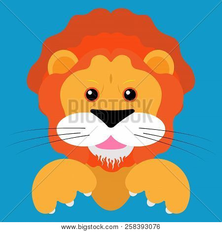 Lion Icon. Vector Illustration Of A Cartoon Lion Cub. Funny Lion Cub.