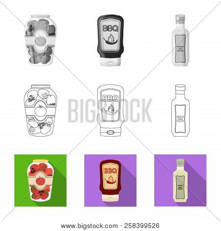 Vector Design Of Can And Food Symbol. Set Of Can And Package Vector Icon For Stock.