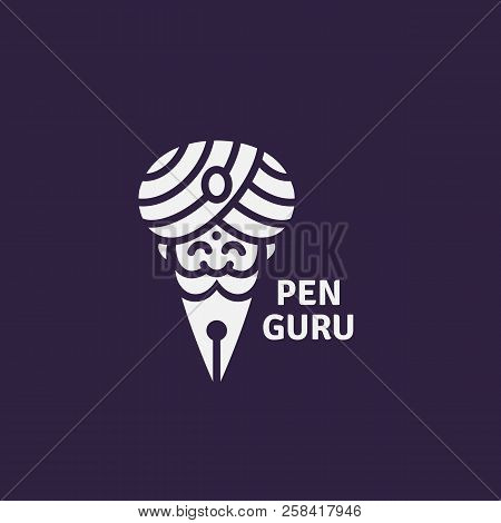 Pen Guru Logo Template Design. Vector Illustration.