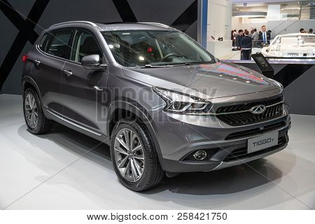 Frankfurt, Germany - Sep 13, 2013: Chery Tiggo 7 Suv Car Showcased At The Frankfurt Iaa Motor Show.