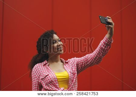 Euphoric Girl Making A Selfie At The Beach