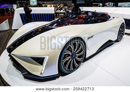 Geneva, Switzerland - March 6, 2018: Techrules Ren Turbine-powered Supercar Showcased At The 88th Ge