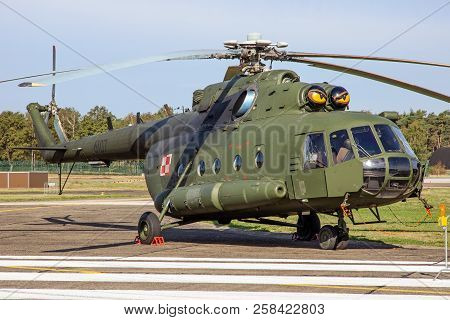 Kleine Brogel, Belgium - Sep 8, 2018: Polish Army Mi-8 Transport Helicopter On Kleine-brogel Airbase