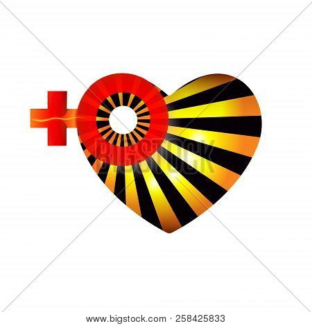 Valentines Day Or 8 March Heart With Gender Sign Women Creative. A Symbol Of Love Yellow And Orange 