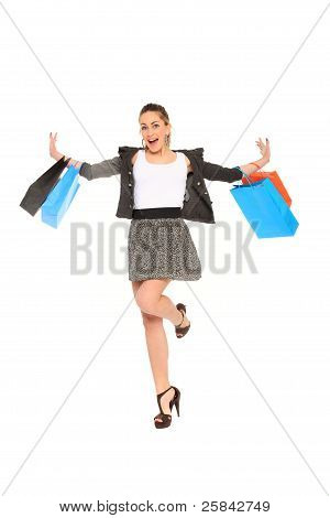 Happy Young Girl Shopping