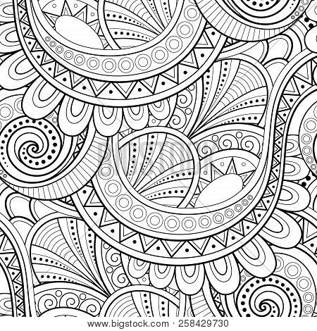 Monochrome Beautiful Decorative Ornate Mandala. Floral Ethnic Indian Amulet. Art Deco, Paisley Garde