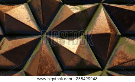 The Copper Triangle Texture Background, 3d Rendering